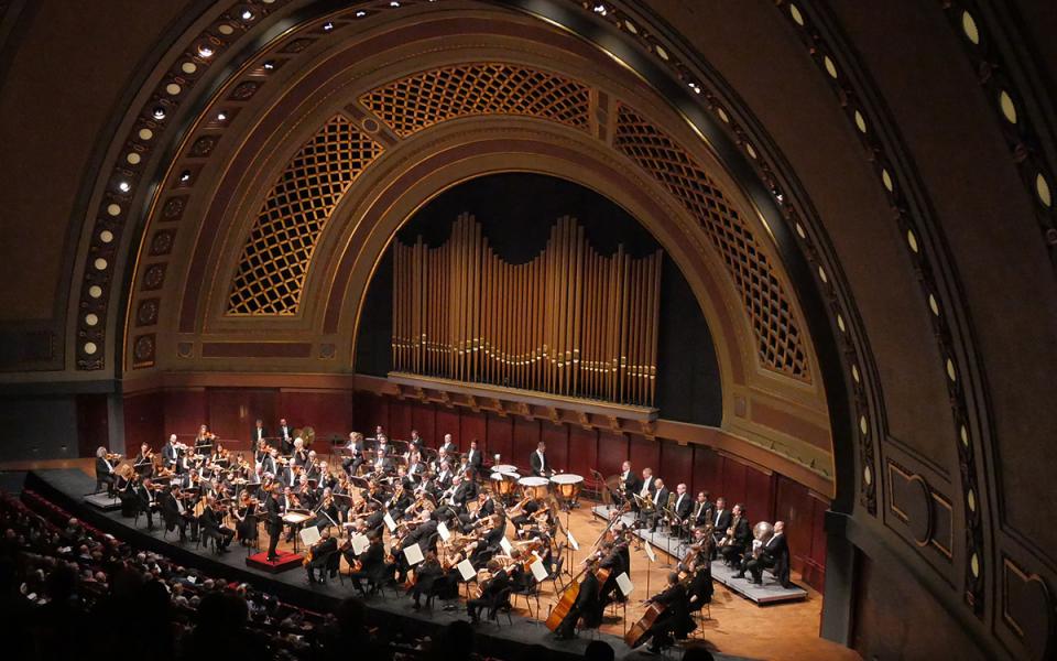 Philharmonia on stage in Ann Arbour, Michigan