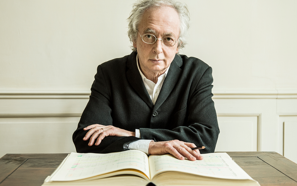 220113 Philippe Herreweghe credit Michiel Hendryckx Conductor Phillipe Herreweghe with large score.