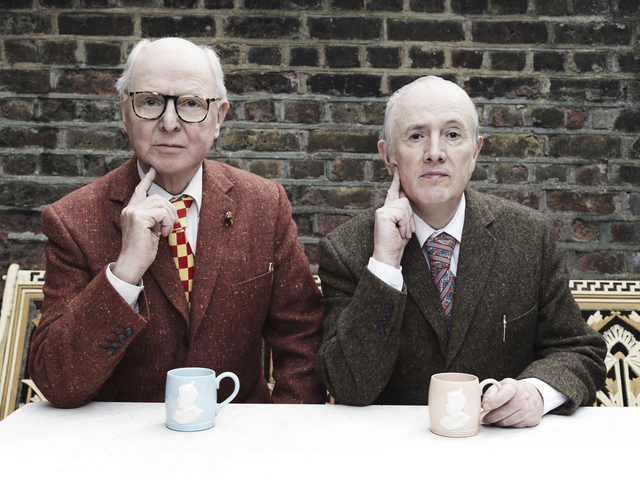 Gilbert and George at home in Spitalfields, London UK