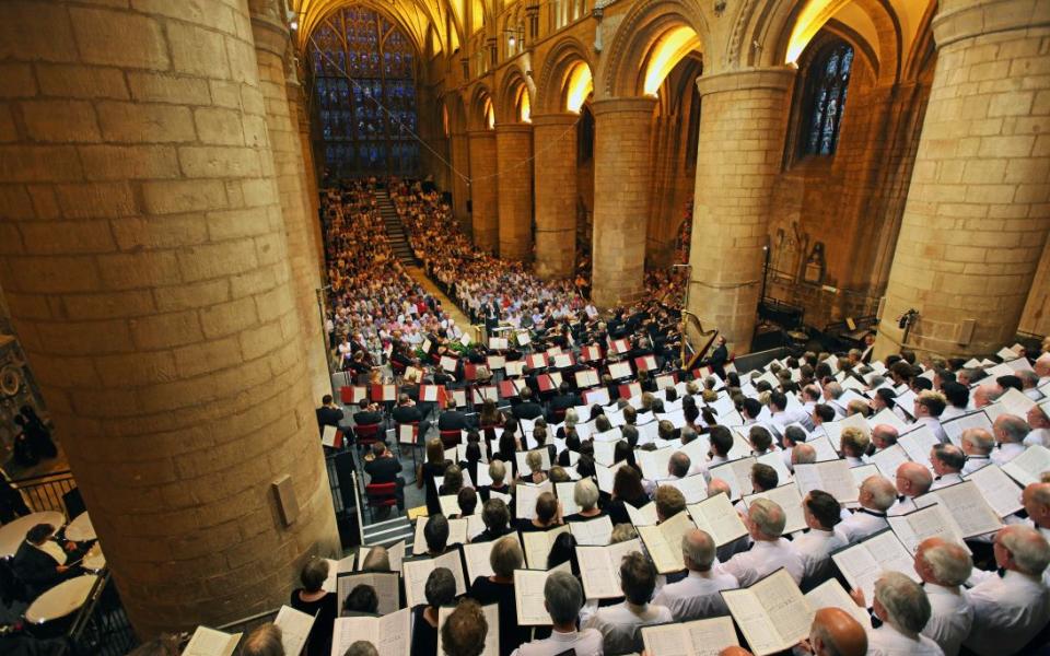View of the whole church from the back of the choir and orchestra.