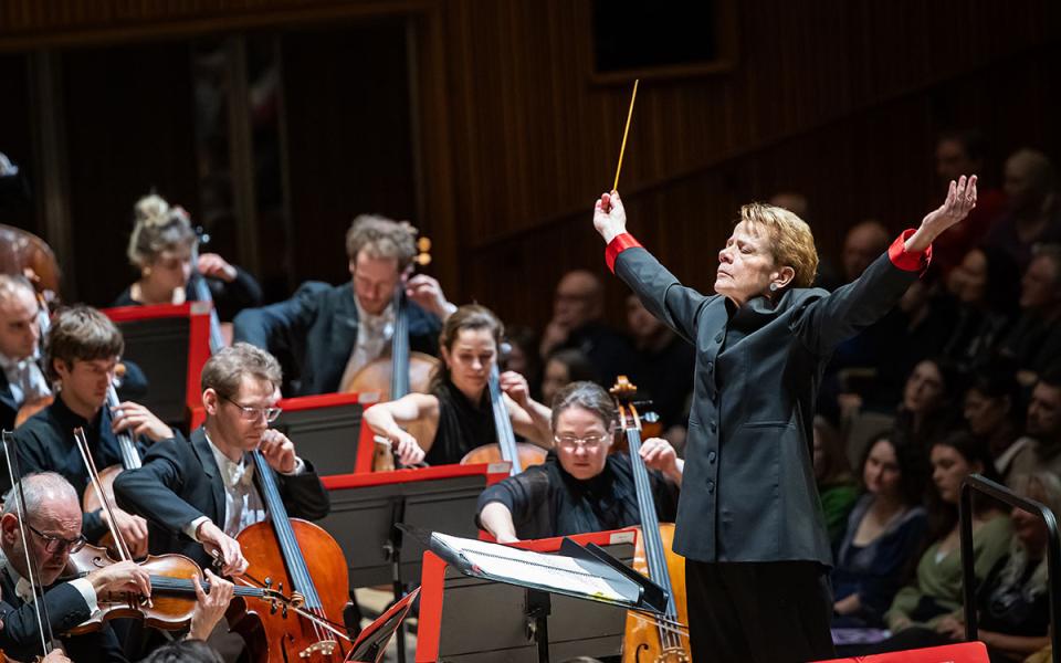 Marin Alsop conducting the Philharmonia at Royal Festival Hall