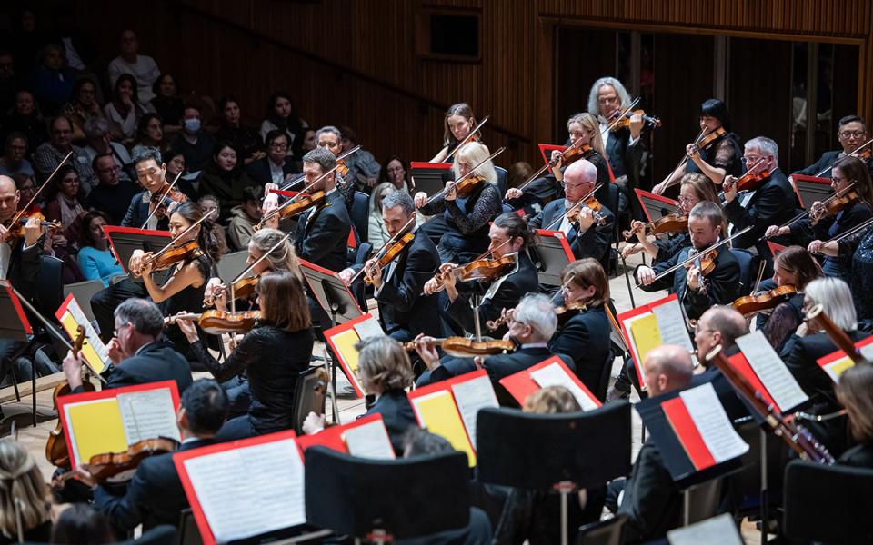 Philharmonia violins in concert at Royal Festival Hall