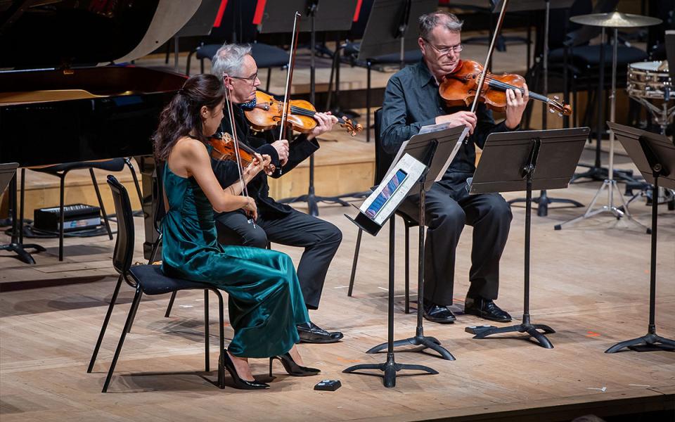 A Philharmonia Quartet playing on the Southbank Centre Stage