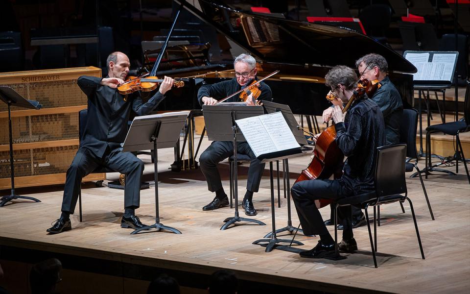 A Philharmonia Quartet playing on the Southbank Centre Stage